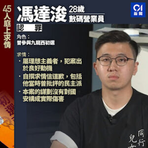 获刑4年5个月的“香港四十七人案”之冯达浚的案情及简历-1984bbs