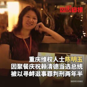 因参加庆祝赖清德总统就职聚餐活动 重庆维权人士陈明玉获刑2年6个月-1984bbs
