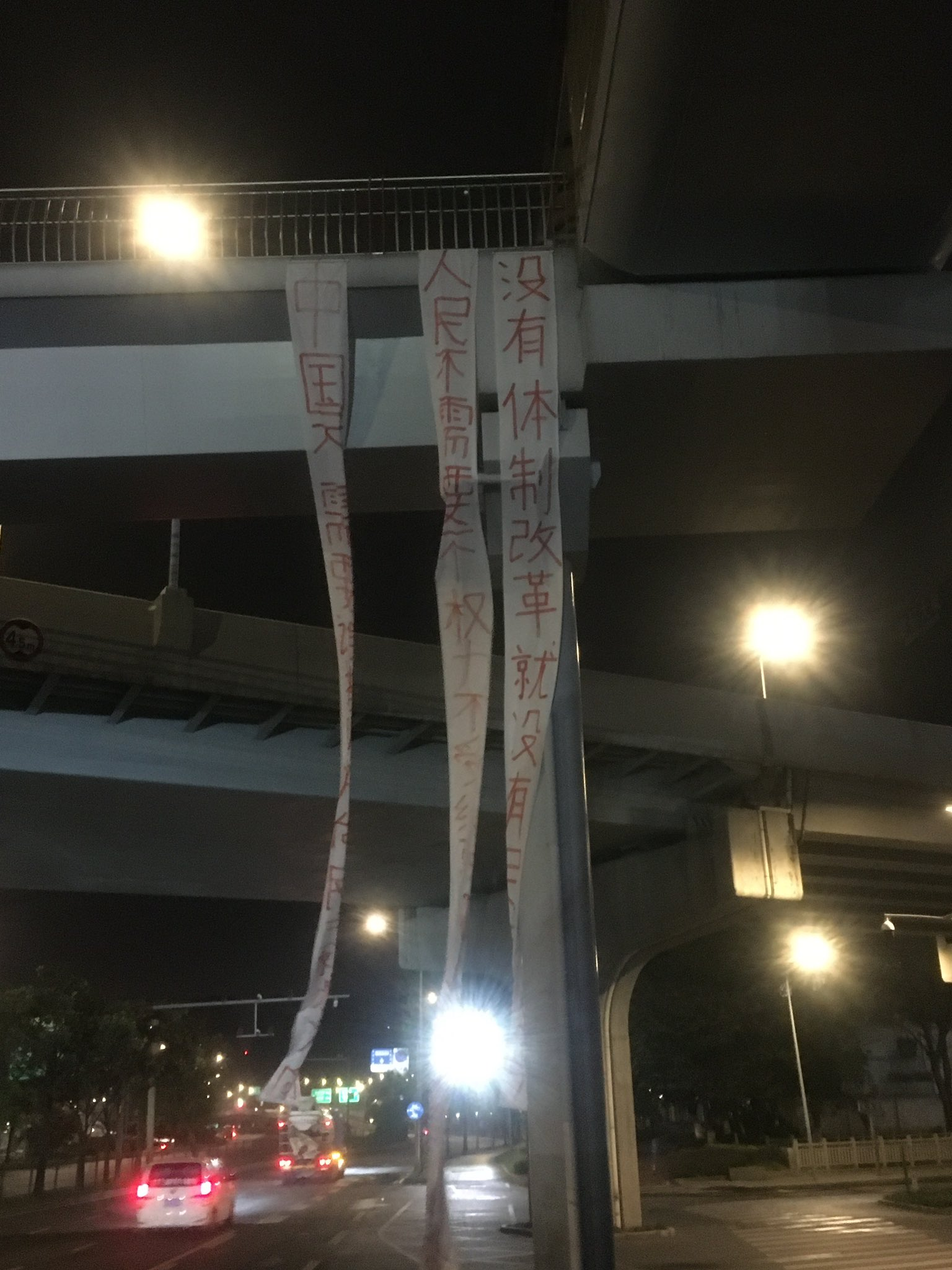 图片[2]-成都一天桥再现“四通桥标语”：中国不需要谁指明方向，民主才是方向-1984bbs