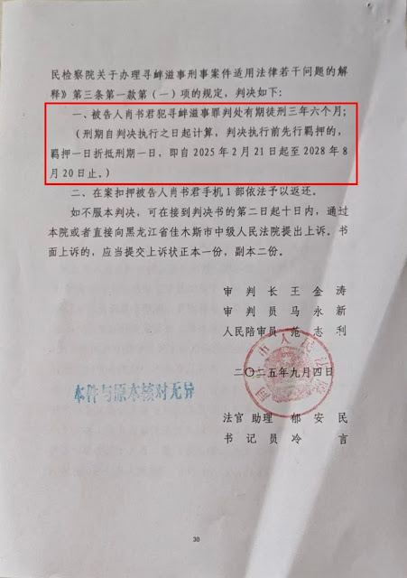 图片[5]-黑龙江维权人士肖书君被以“寻衅滋事罪”判刑3年6个月-1984bbs
