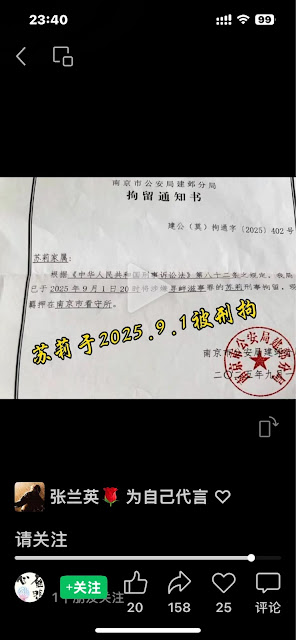 南京维权公民苏莉女士被以涉嫌寻衅滋事罪刑事拘留 羁押在南京市看守所-1984bbs